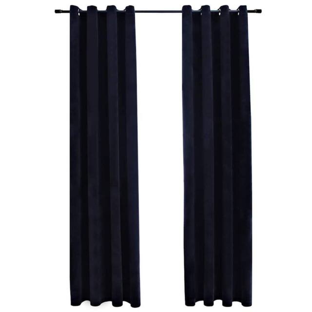 Berkfield Home Blackout Curtains with Rings 2 pcs Velvet Black 140x175 cm - image 1