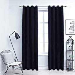 Berkfield Home Blackout Curtains with Rings 2 pcs Velvet Black 140x175 cm - thumbnail 2