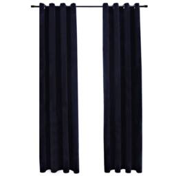 Berkfield Home Blackout Curtains with Rings 2 pcs Velvet Black 140x175 cm