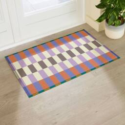 Artsy Mats Elizabeth Olwen Blue Purple Check Indoor/Outdoor Doormat (90x60cm) - Size: 60 x 90 cm - thumbnail 1