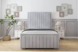 "Sloomy Richmond Naples Frame-Mattress - 50"" Upholstered Headboard in Silver - Size: Small Double"