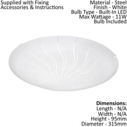 Loops Wall Flush Ceiling Light White Shade Granille White Clear Glass Bulb LED 11W Inc - thumbnail 2