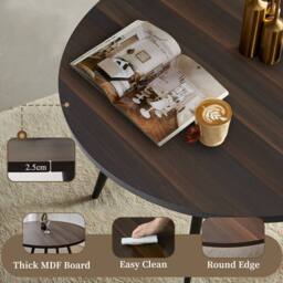 SONARA Dark Walnut 4 Seater Dining Table With 4 Velvet Chairs Sets in Beige - thumbnail 8