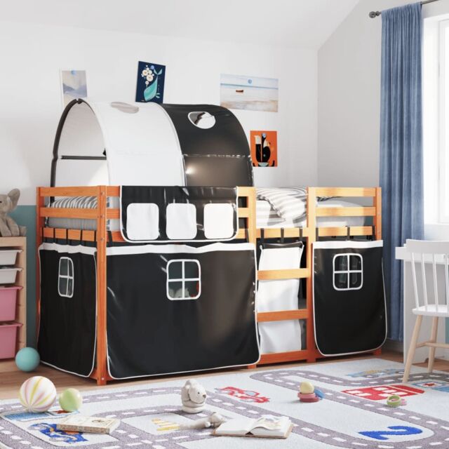 Berkfield Home Bunk Bed without Mattress White&Black 80x200 cm Solid Wood Pine in Black - image 1