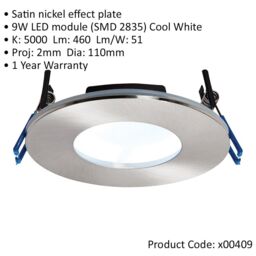 Loops Satin Nickel Recessed Bathroom Downlight - 9W Cool White LED Slim Ceiling Light in Metallics - thumbnail 2