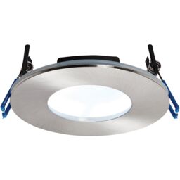 Loops Satin Nickel Recessed Bathroom Downlight - 9W Cool White LED Slim Ceiling Light in Metallics
