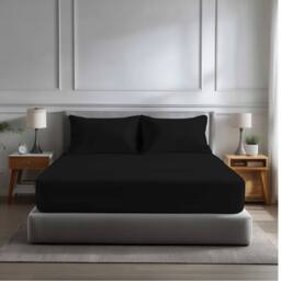 Snug City Microfibre Soft Touch Fitted Sheet 40cm Extra Deep Skirt Plain Dyed Bed Linen in Black - Size: King - thumbnail 1