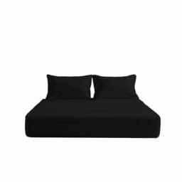 Snug City Microfibre Soft Touch Fitted Sheet 40cm Extra Deep Skirt Plain Dyed Bed Linen in Black - Size: King - thumbnail 2
