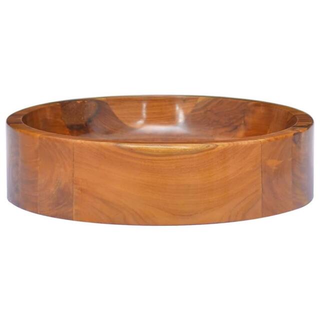 Berkfield Home Basin Solid Teak Wood Œ¶40x10 cm in Brown - Size: 40x10 cm - image 1