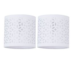 First Choice Lighting Set of 2 White Laser Cut 15.5cm Table Lamp Shades - thumbnail 1