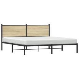 Berkfield Home Metal Bed Frame without Mattress Sonoma Oak 160x200 cm in Brown - thumbnail 4