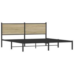 Berkfield Home Metal Bed Frame without Mattress Sonoma Oak 160x200 cm in Brown - thumbnail 3