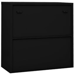 Berkfield Home Office Cabinet with Sliding Door Black 90x40x90 cm Steel - Size: 90 x 40 x 90 cm - thumbnail 5