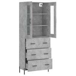Berkfield Home Highboard Concrete Grey 69.5x34x180 cm Engineered Wood - thumbnail 4