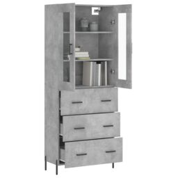 Berkfield Home Highboard Concrete Grey 69.5x34x180 cm Engineered Wood - thumbnail 3