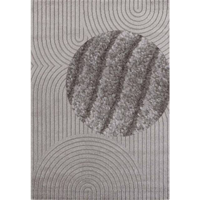 THE RUGS Soft Short Pile Rug Runner Panglao Polyester Polypropylene High Low in Grey - Size: 200 cm x 290 cm - image 1