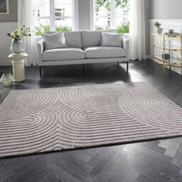 THE RUGS Soft Short Pile Rug Runner Panglao Polyester Polypropylene High Low in Grey - Size: 200 cm x 290 cm - thumbnail 5
