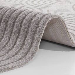 THE RUGS Soft Short Pile Rug Runner Panglao Polyester Polypropylene High Low in Grey - Size: 200 cm x 290 cm - thumbnail 2