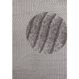 THE RUGS Soft Short Pile Rug Runner Panglao Polyester Polypropylene High Low in Grey - Size: 200 cm x 290 cm