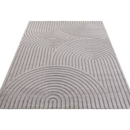 THE RUGS Soft Short Pile Rug Runner Panglao Polyester Polypropylene High Low in Grey - Size: 200 cm x 290 cm - thumbnail 4