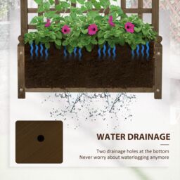OUTSUNNY Raised Garden Bed with Trellis Garden Planters Indoor Outdoor Brown - thumbnail 6