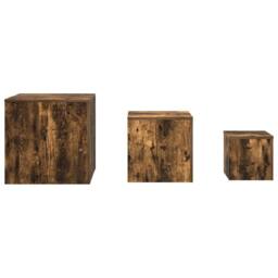 Berkfield Home Side Tables 3 pcs Smoked Oak Engineered Wood in Brown - thumbnail 4
