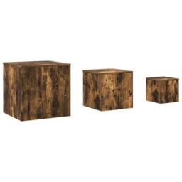 Berkfield Home Side Tables 3 pcs Smoked Oak Engineered Wood in Brown - thumbnail 2