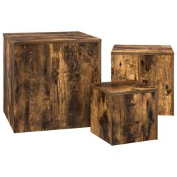 Berkfield Home Side Tables 3 pcs Smoked Oak Engineered Wood in Brown - thumbnail 5