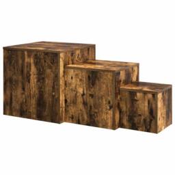 Berkfield Home Side Tables 3 pcs Smoked Oak Engineered Wood in Brown - thumbnail 6