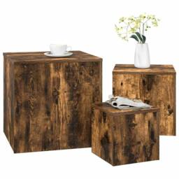 Berkfield Home Side Tables 3 pcs Smoked Oak Engineered Wood in Brown - thumbnail 3