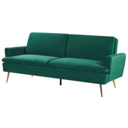 Wyld and Coco Velvet Sofa Bed Dark Green 3 Seater Click Clack Mechanism - thumbnail 4