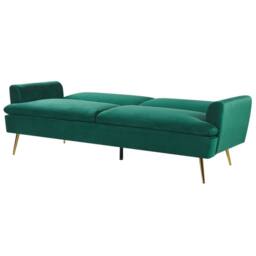 Wyld and Coco Velvet Sofa Bed Dark Green 3 Seater Click Clack Mechanism - thumbnail 5