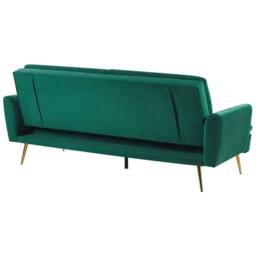 Wyld and Coco Velvet Sofa Bed Dark Green 3 Seater Click Clack Mechanism - thumbnail 6