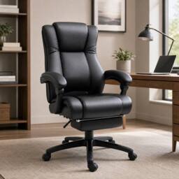 STILVORA Office Chair with Footrest & Adjustable Recline Black