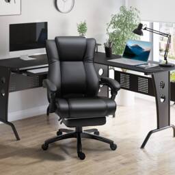 STILVORA Office Chair with Footrest & Adjustable Recline Black - thumbnail 2