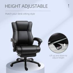 STILVORA Office Chair with Footrest & Adjustable Recline Black - thumbnail 6