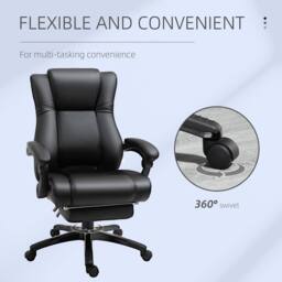 STILVORA Office Chair with Footrest & Adjustable Recline Black - thumbnail 8