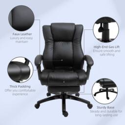 STILVORA Office Chair with Footrest & Adjustable Recline Black - thumbnail 9