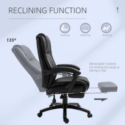 STILVORA Office Chair with Footrest & Adjustable Recline Black - thumbnail 7