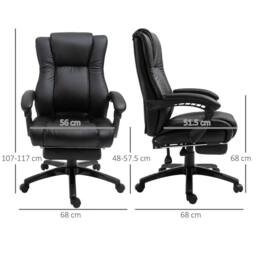 STILVORA Office Chair with Footrest & Adjustable Recline Black - thumbnail 3