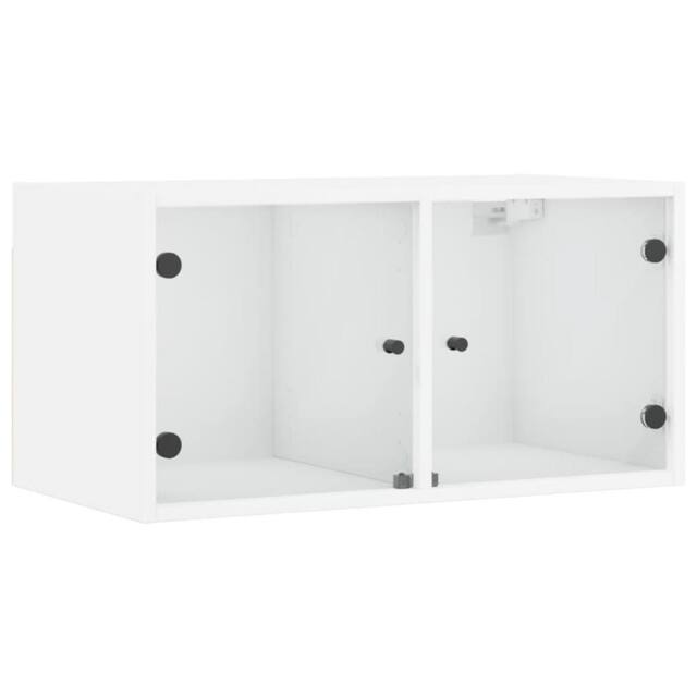 Berkfield Home Wall Cabinet with Glass Doors White 68.5x37x35 cm - image 1