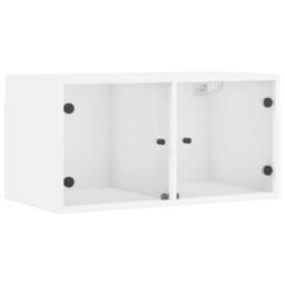 Berkfield Home Wall Cabinet with Glass Doors White 68.5x37x35 cm - thumbnail 1