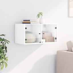 Berkfield Home Wall Cabinet with Glass Doors White 68.5x37x35 cm - thumbnail 3