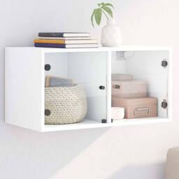 Berkfield Home Wall Cabinet with Glass Doors White 68.5x37x35 cm - thumbnail 2
