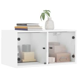 Berkfield Home Wall Cabinet with Glass Doors White 68.5x37x35 cm - thumbnail 4