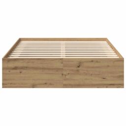 Berkfield Home Bed Frame without Mattress Artisan Oak 120x190cm Small Double Engineered Wood in Brown - thumbnail 5