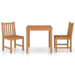 Berkfield Home Beautiful 3 Piece Garden Dining Set Solid Teak Wood in Brown - thumbnail 3