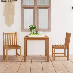 Berkfield Home Beautiful 3 Piece Garden Dining Set Solid Teak Wood in Brown - thumbnail 2
