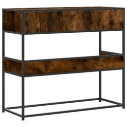 Berkfield Home Decorative Console Table Smoked Oak 90x35x80 cm Engineered Wood in Brown - Size: 90 x 35 x 80 cm - thumbnail 6