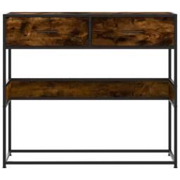 Berkfield Home Decorative Console Table Smoked Oak 90x35x80 cm Engineered Wood in Brown - Size: 90 x 35 x 80 cm - thumbnail 4